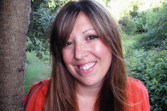 Smiling woman with brown hair