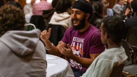 Students talking in a group